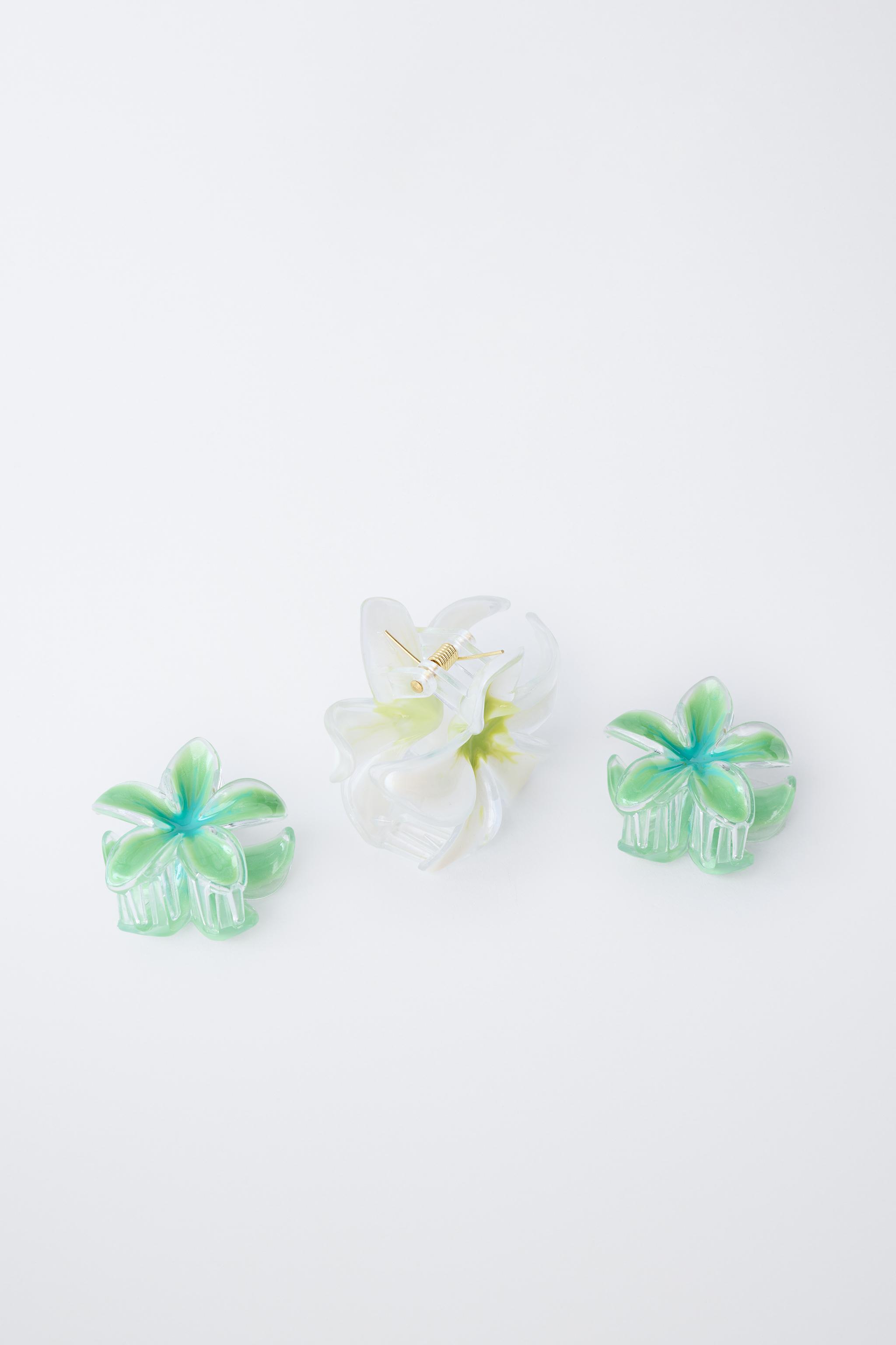 PACK OF THREE HIBISCUS HAIR CLIPS